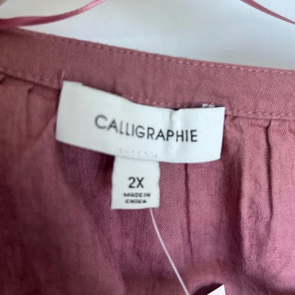 Women's Mauve Linen Blouse NWT 2X - Picture 4 of 7